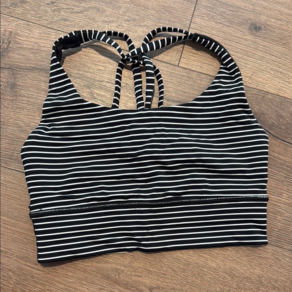 lululemon athletica Black and White Striped Sports Bra